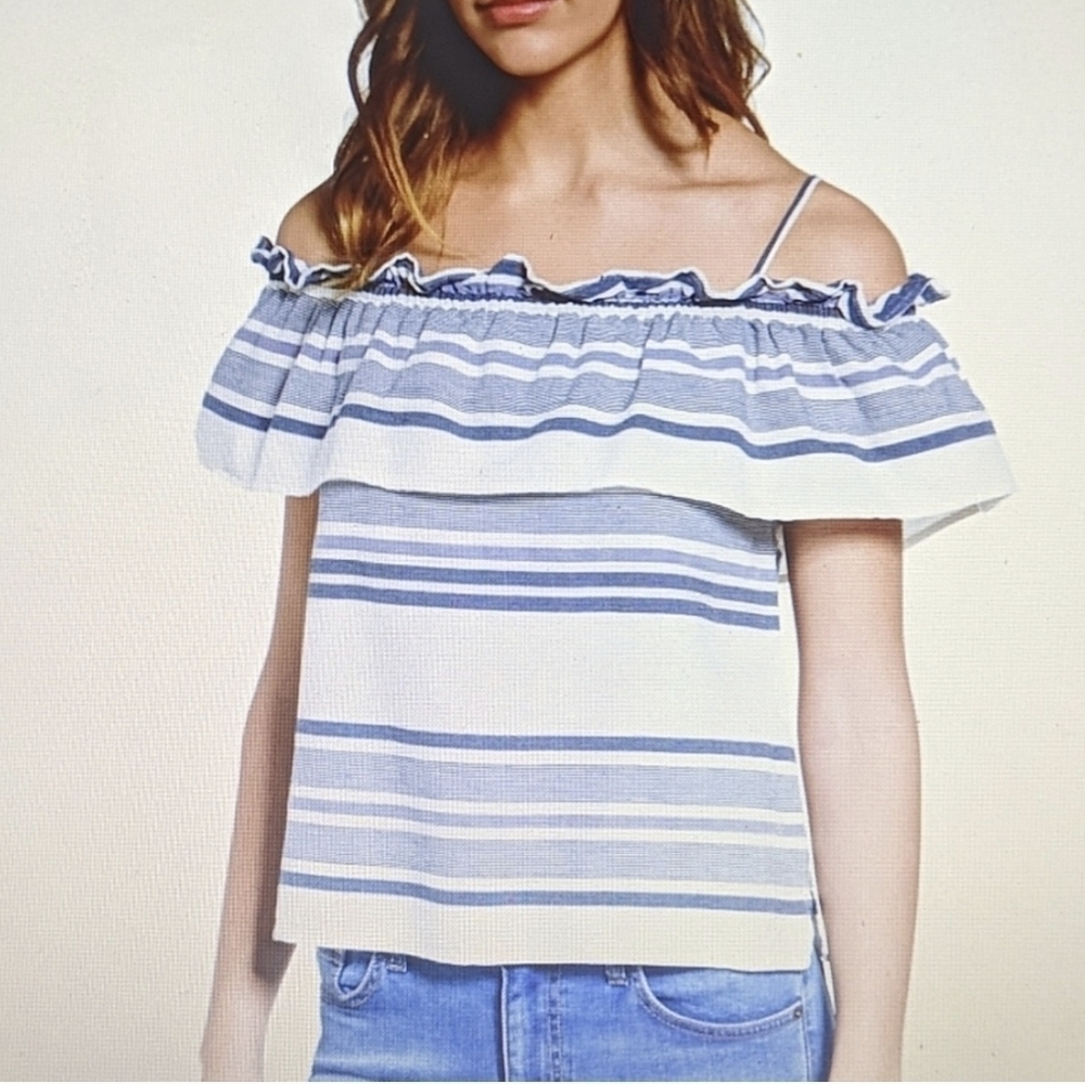SPLENDID Off Shoulder Ruffle Top Shirt
